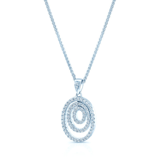 Multi Oval Diamond Penant In 18k White Gold (1/4 Ct.tw.)