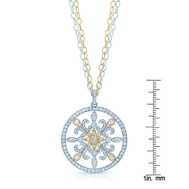 Fleur Di Lis Diamond Pendant In 18k Two Tone Gold (2-1/3 Ct.tw.)