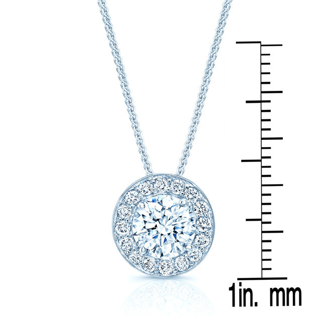 Diamond Round Halo Pendant In 18k White Gold (0.70ct Center)