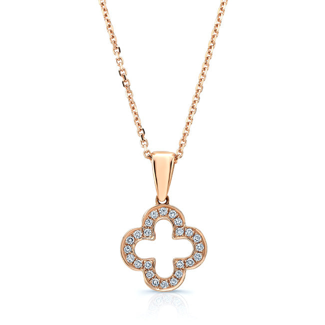 Diamond Clover Pendant In 14k Rose Gold