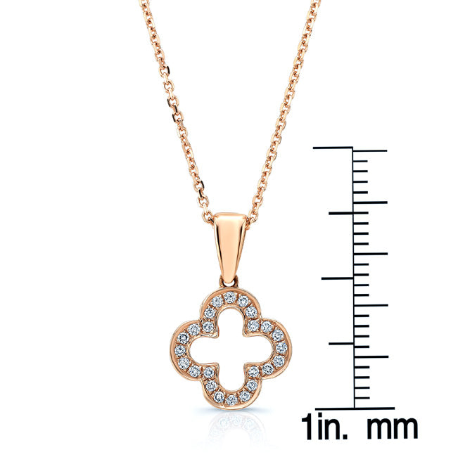 Diamond Clover Pendant In 14k Rose Gold