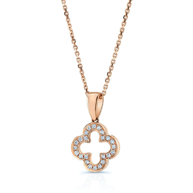 Diamond Clover Pendant In 14k Rose Gold