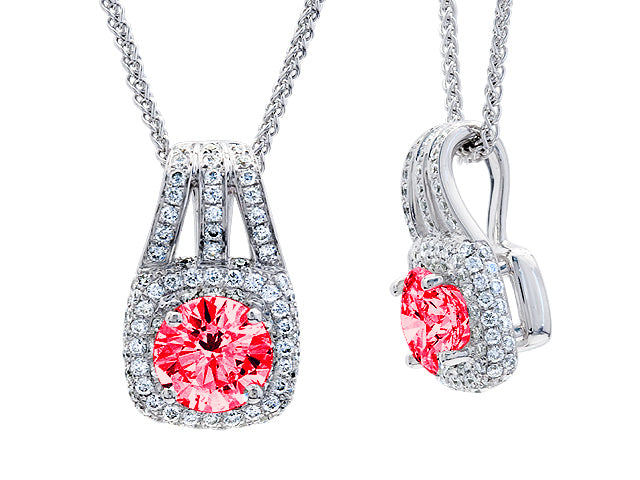 Pink Tourmaline And Diamond Pendant In 14k White Gold (1/3 Ct.tw.)