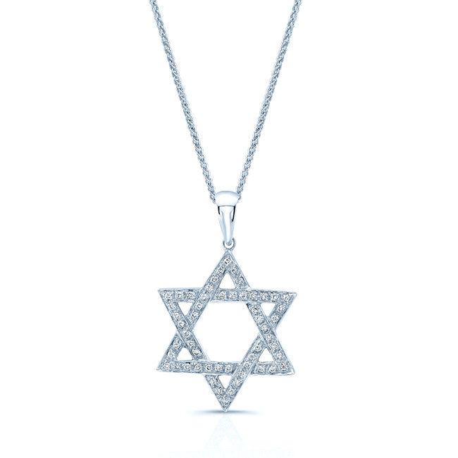Diamond Pave Star Of David Pendant In 14k White Gold