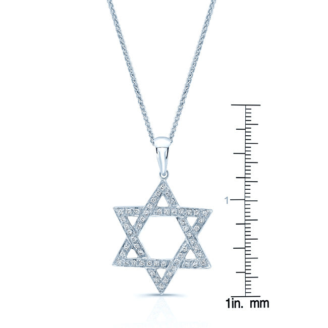 Diamond Pave Star Of David Pendant In 14k White Gold