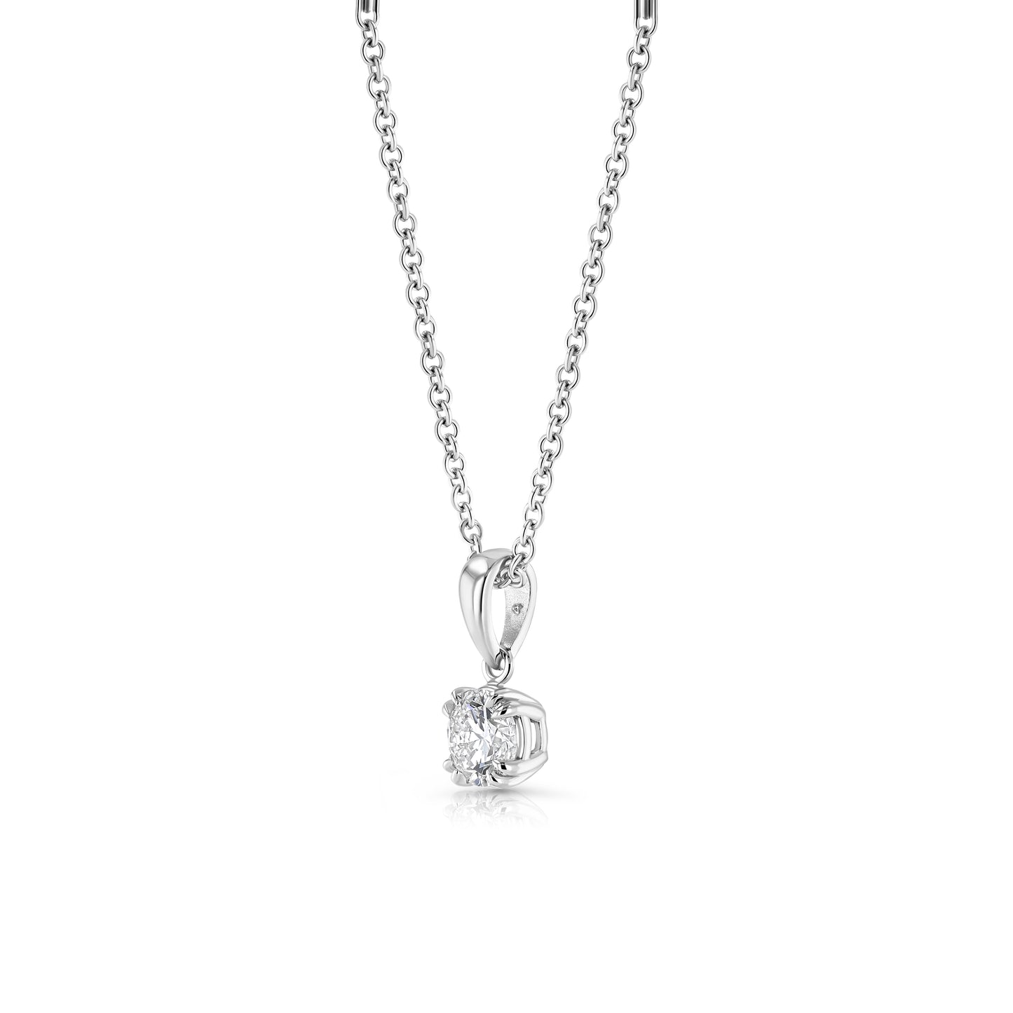 Diamond Round Solitaire Pendant (0.75ct) In 18k White Gold, 16 Inch