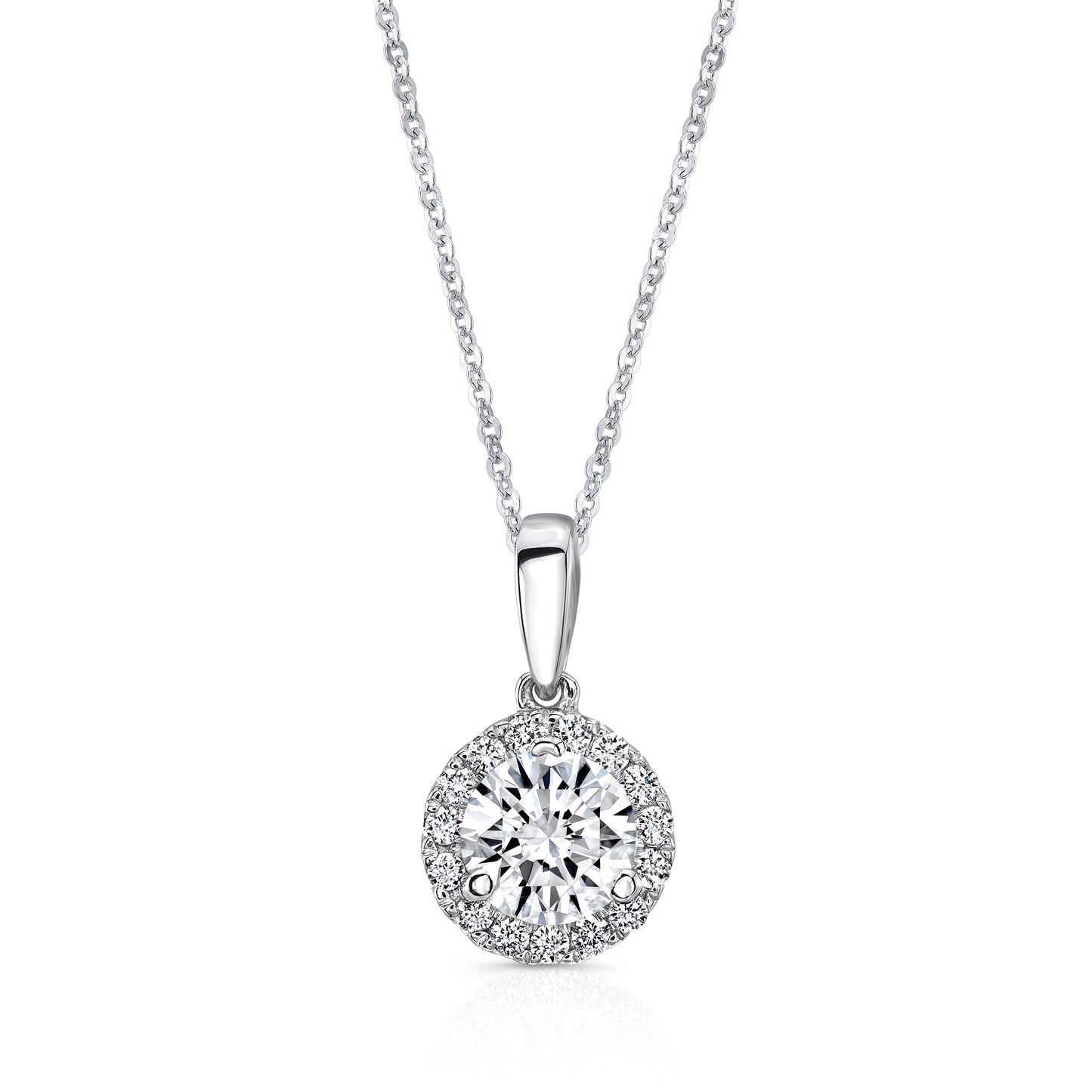Diamond Halo Pendant In 14k White Gold (3/8 Ct. Tw.)