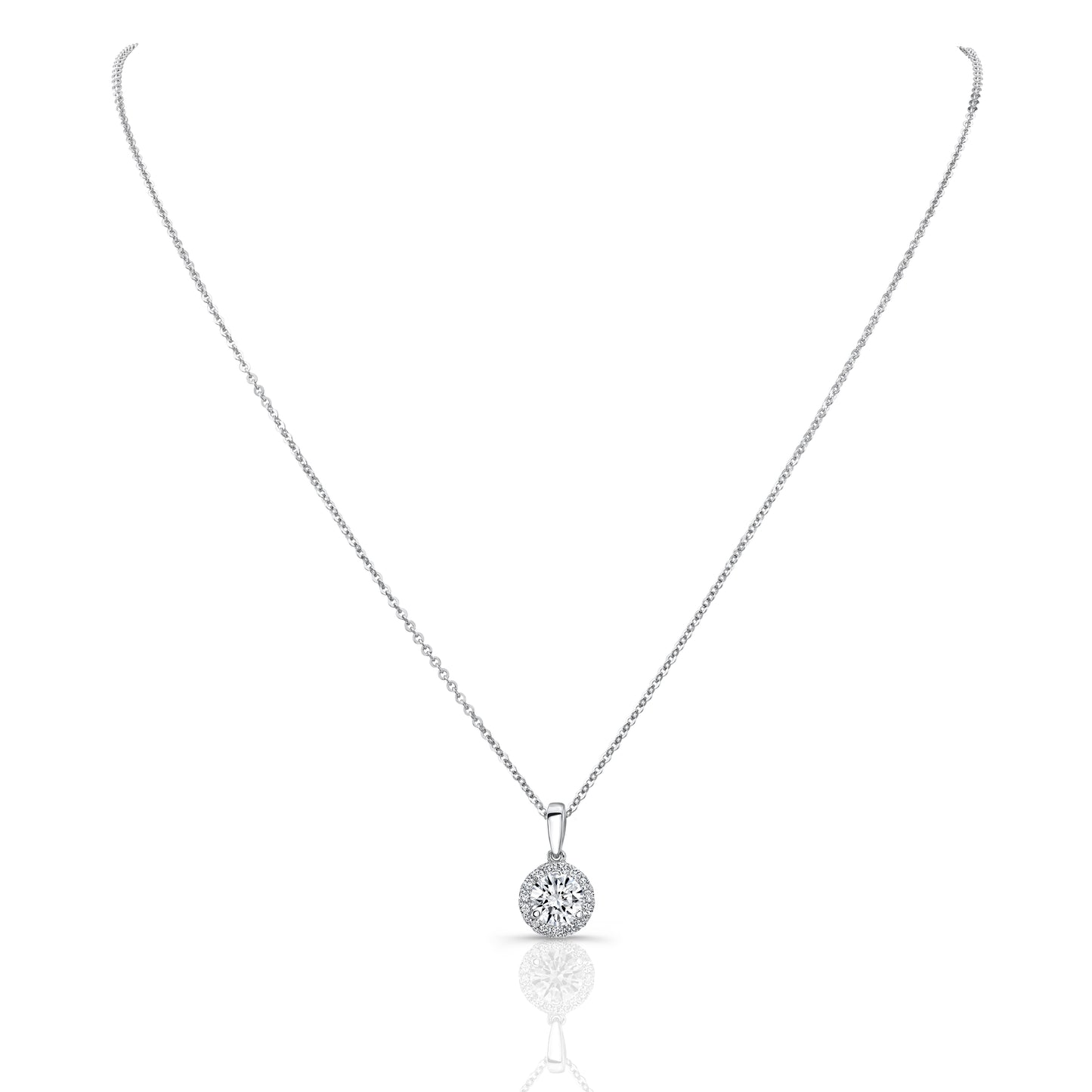 Diamond Halo Pendant In 14k White Gold (3/8 Ct. Tw.)