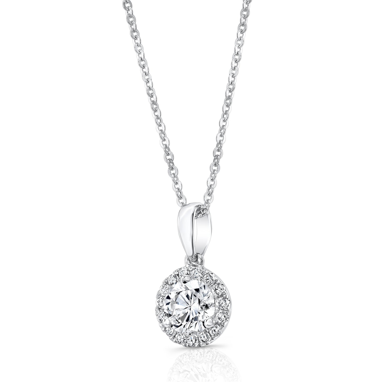 Diamond Halo Pendant In 14k White Gold (3/8 Ct. Tw.)