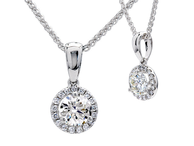Diamond Halo Pendant In 14k White Gold (1/2 Ct. Tw,)