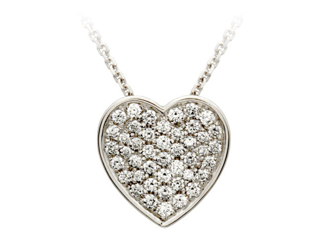 Diamond Pave Heart Pendant In 14k White Gold (1/3 Ct.tw.)