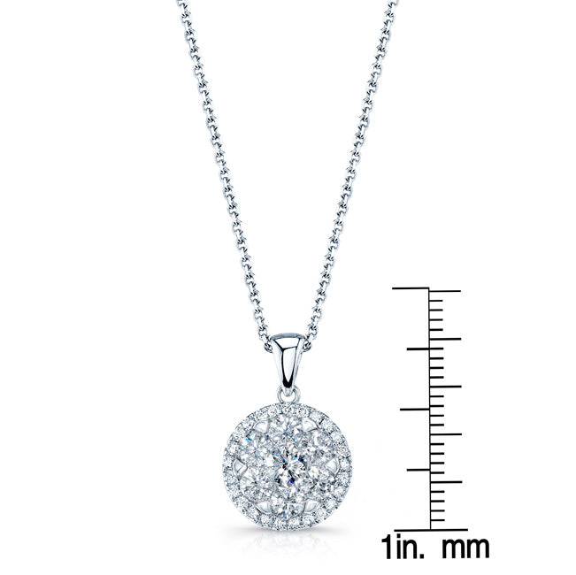 Diamond Halo Pendant In 14k White Gold