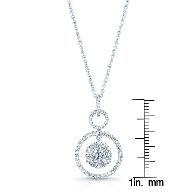 Diamond Hanging Circles Pendant In 14k White Gold