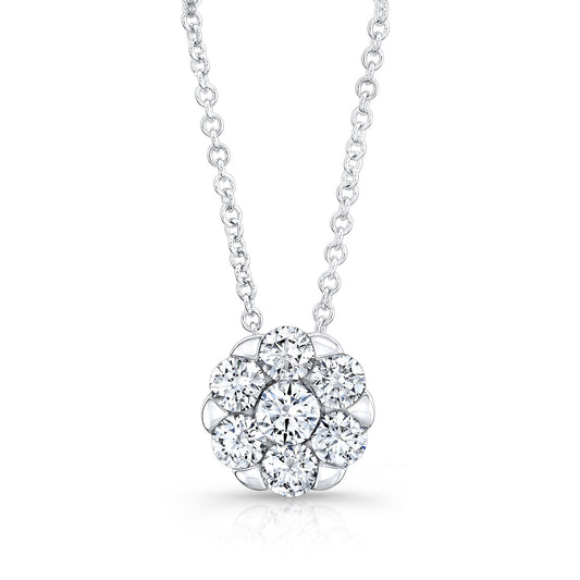 Coronet Solitaire Pendant In 18k White Gold (1.5 Ctw, 17-in Rolo Chain)