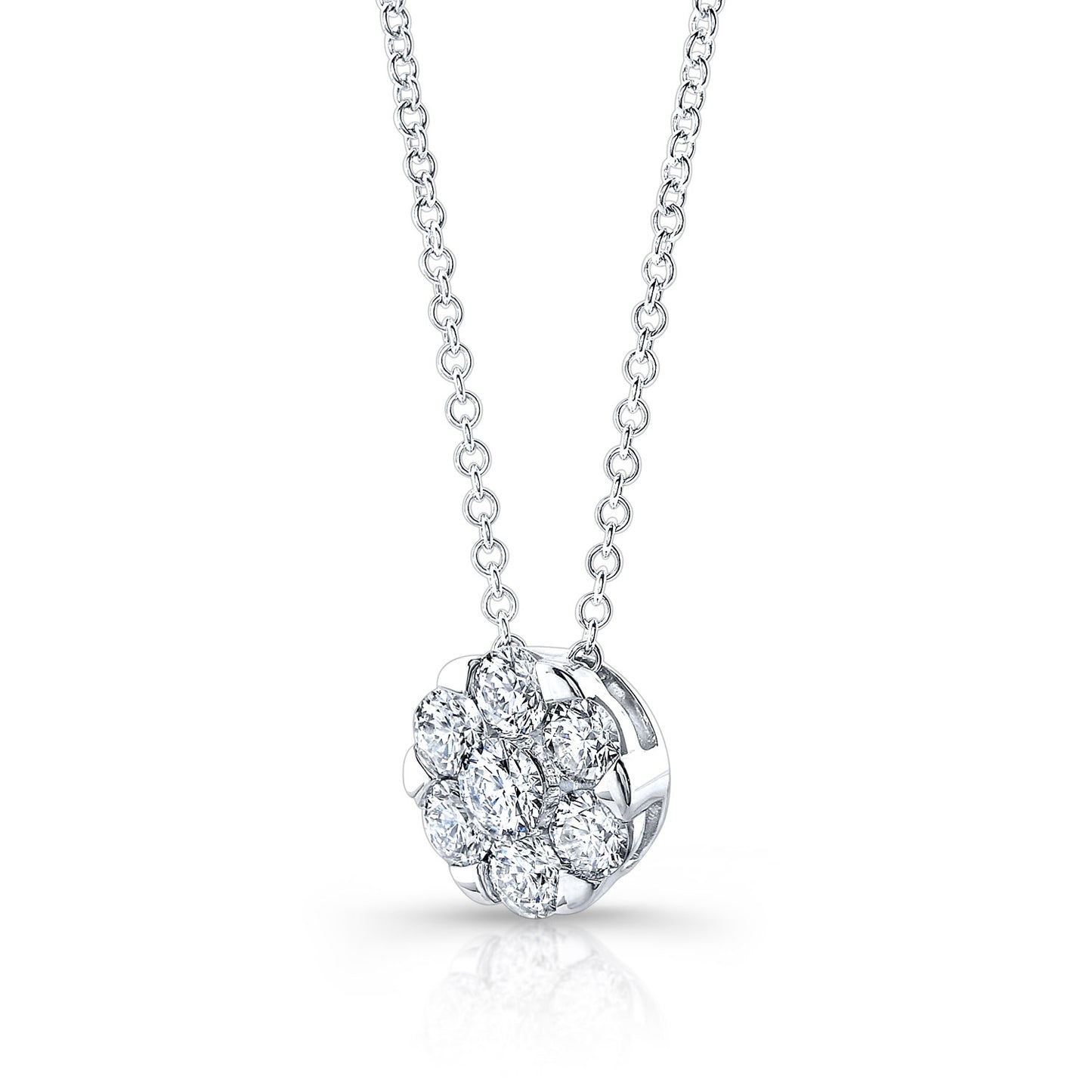Diamond Coronet Solitaire Pendant In 18k White Gold (3/4 Ct.tw), 18 Inch Chain