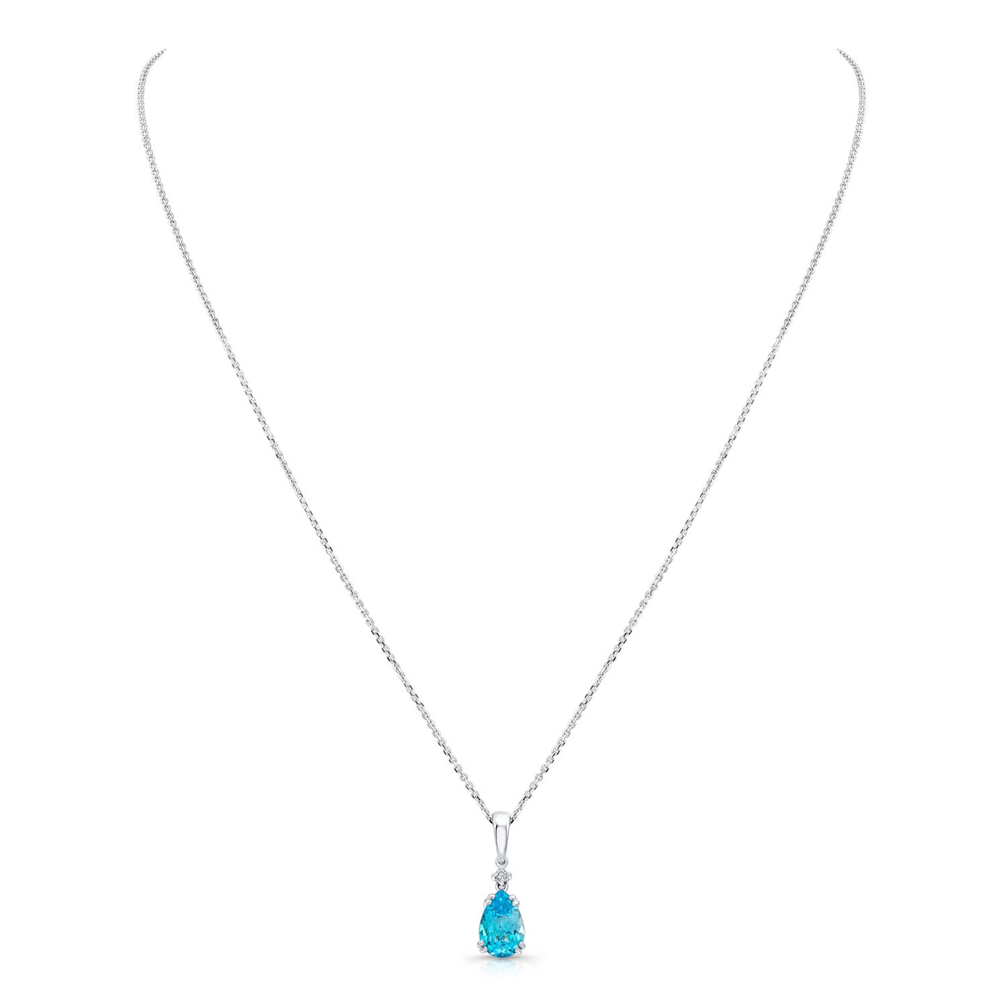 Blue Topaz And Diamond Pendant In 14k White Gold