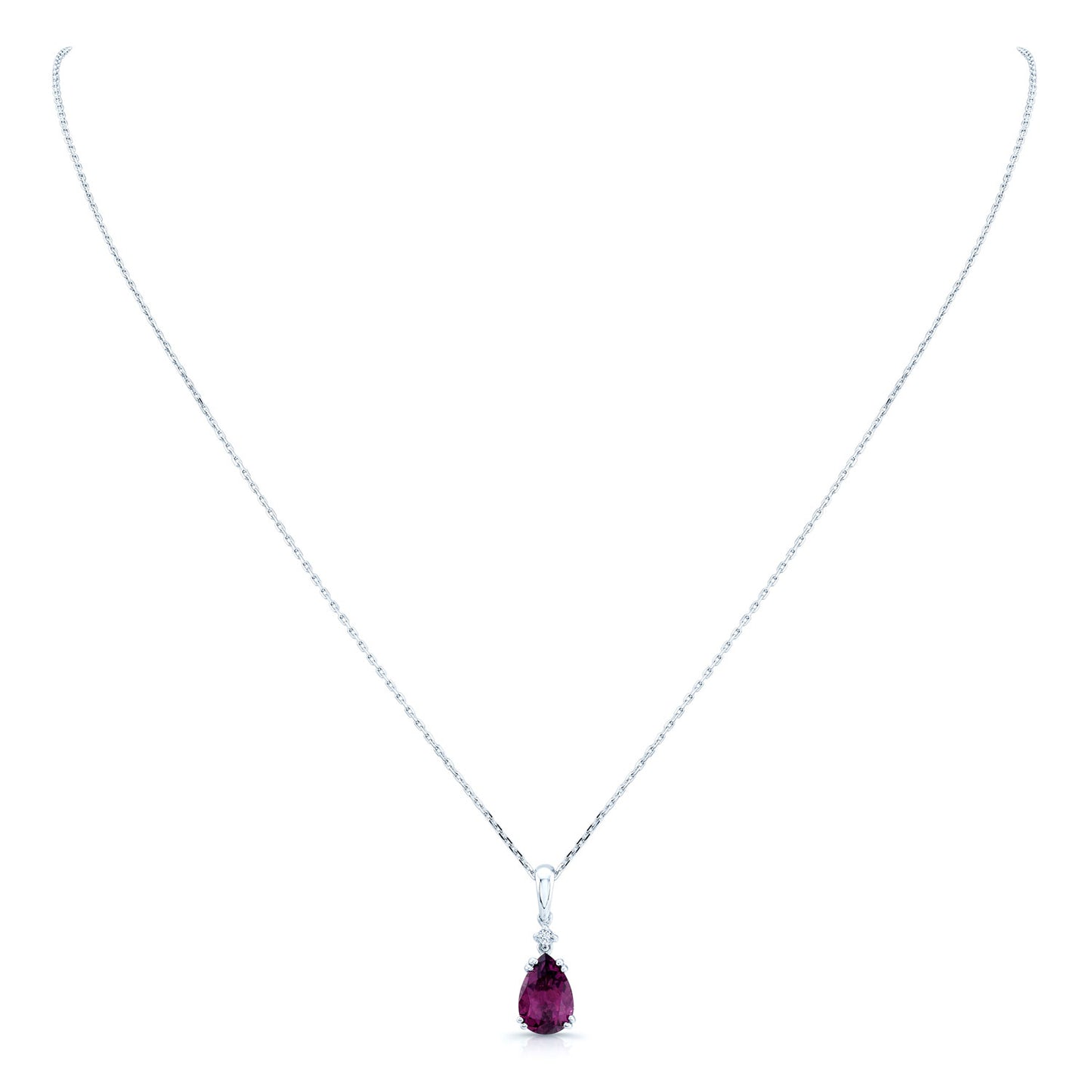 Rhodolite Garnet & Diamond Pendant In 14k White Gold