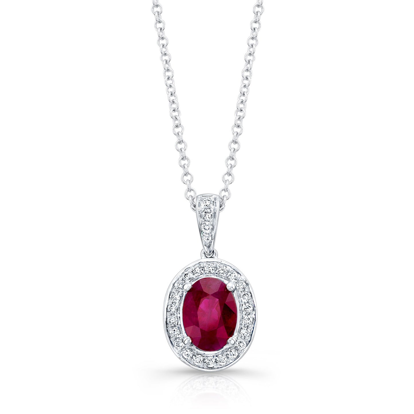 Ruby And Diamond Pendant In 14k White Gold (1/6 Ct. Tw,)