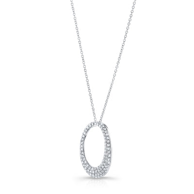 Diamond Pave Oval Pendant In 14k White Gold (si)