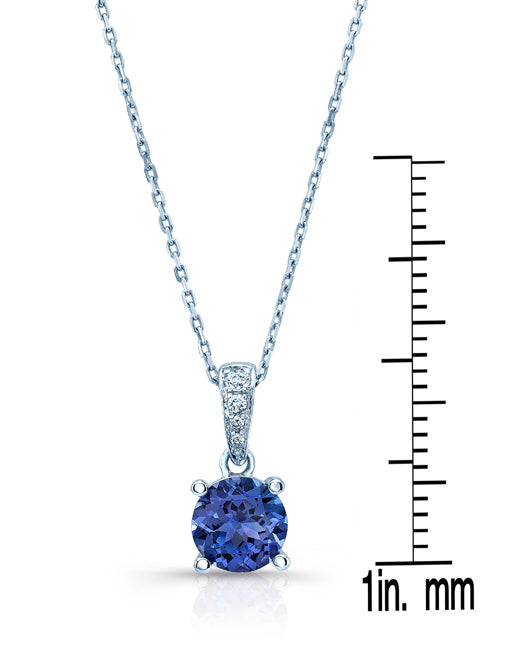 Tanzanite And Diamond Pendant In 14k White Gold