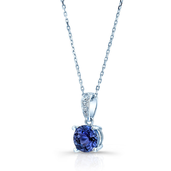 Tanzanite And Diamond Pendant In 14k White Gold
