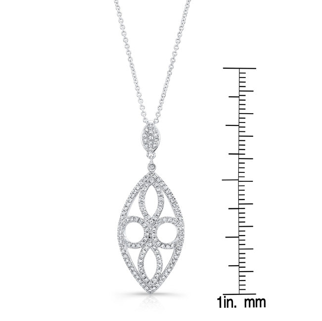 Marquise Shaped Diamond Pave Pendant In14k White Gold