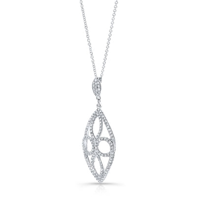 Marquise Shaped Diamond Pave Pendant In14k White Gold