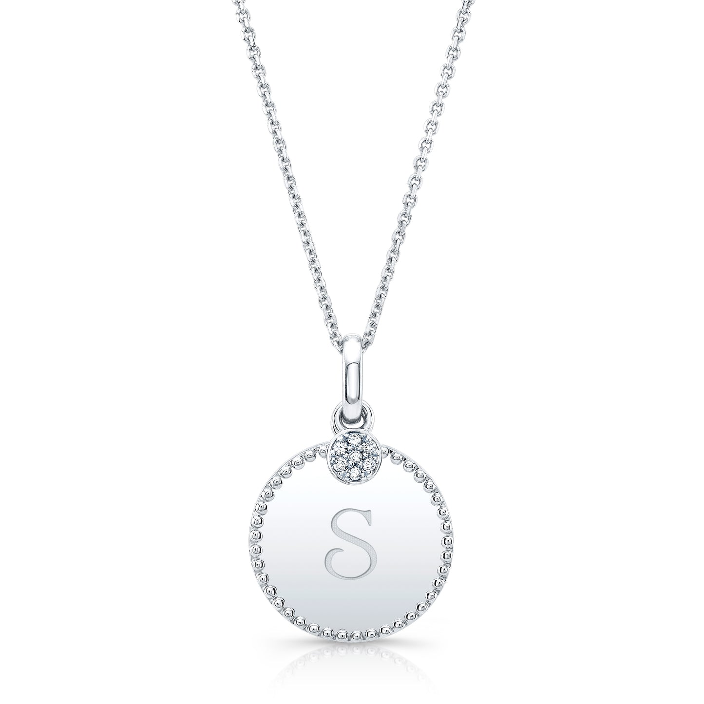 Diamond Initial "e" Disc Pendant In 14k Rose Gold