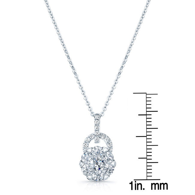Diamond Arched Hinge Pendant In 14k White Gold