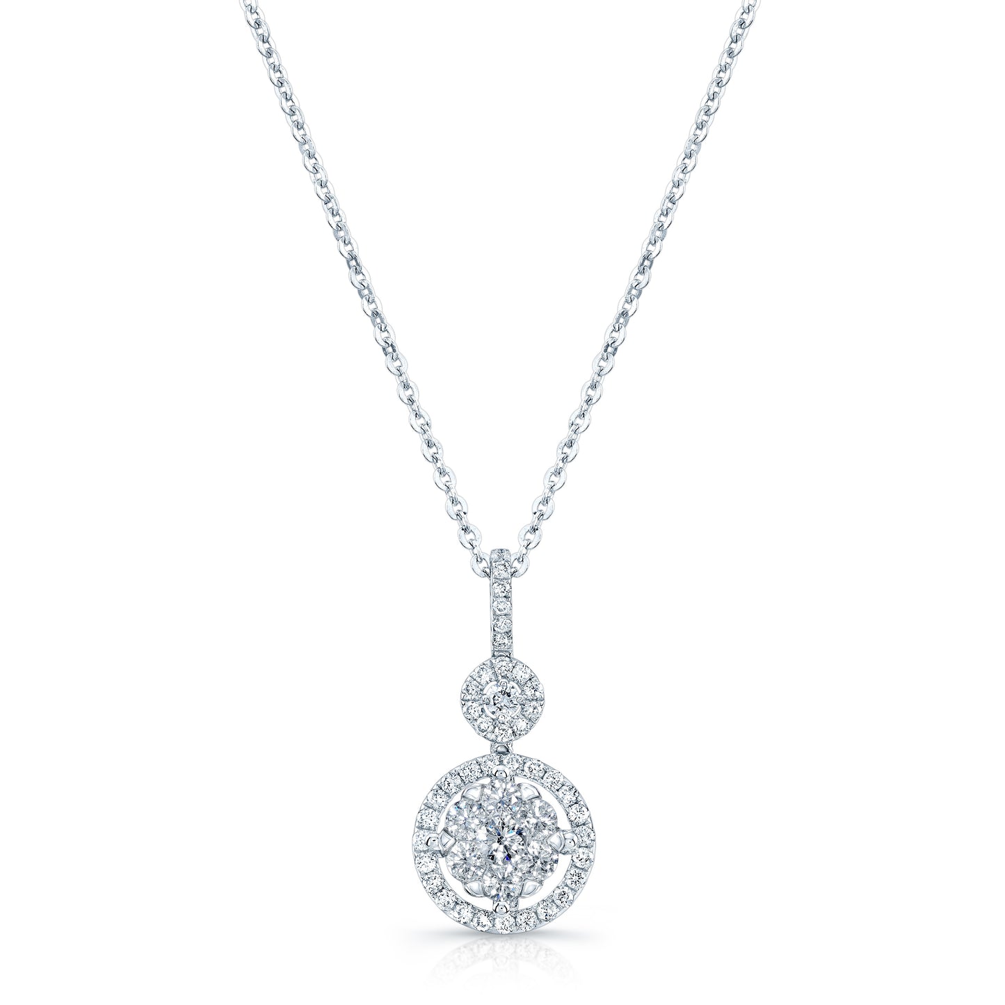 Diamond Stacked Circles Pendant In 14k White Gold