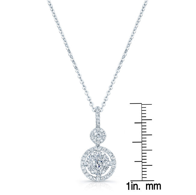 Diamond Stacked Circles Pendant In 14k White Gold