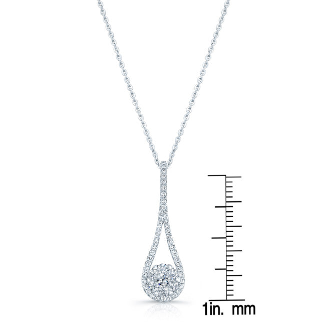 Diamond Elongated Tear Drop Pendant In 14k White Gold