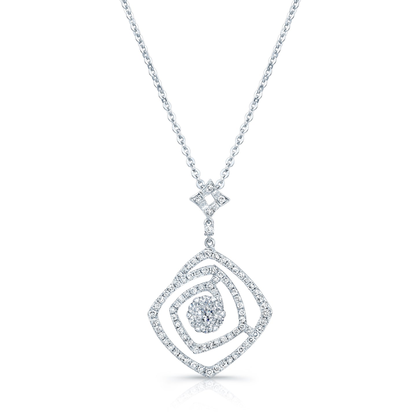 Diamond Geometric Pendant In 14k White Gold