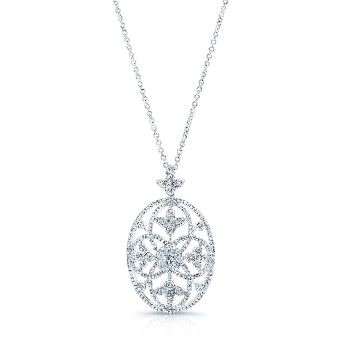 Diamond Edwardian Pendant In 14k White Gold