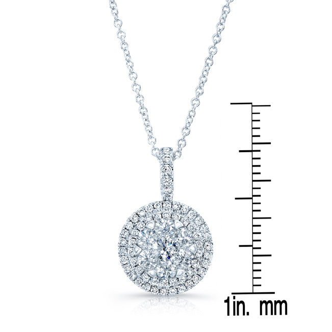 Diamond Double Entourage Pend In 14k White Gold 0.85ctw