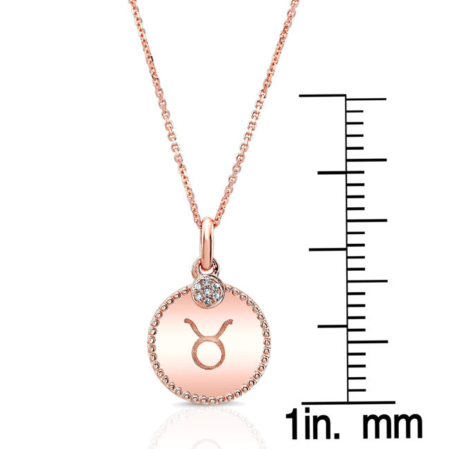 14k Rose Gold 0.035ct Tdw Diamond Zodiac Symbol Pendant (h-i, Si1-si2)