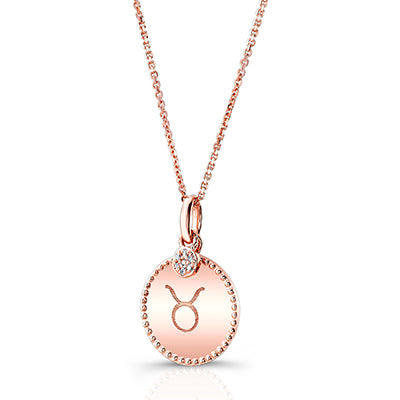 14k Rose Gold 0.035ct Tdw Diamond Zodiac Symbol Pendant (h-i, Si1-si2)