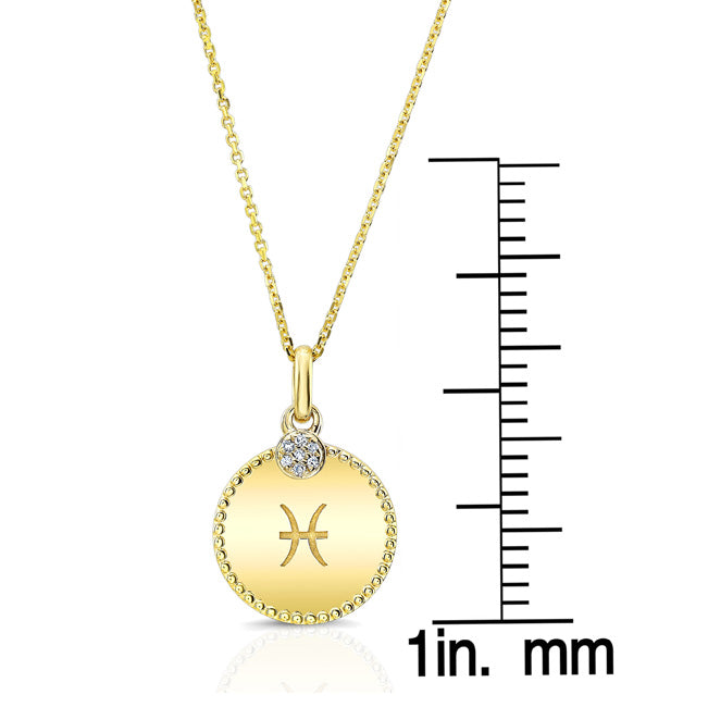 14k Yellow Gold .035ct Tdw Diamond Zodiac Symbol Pendant(h-i, Si1-si2)