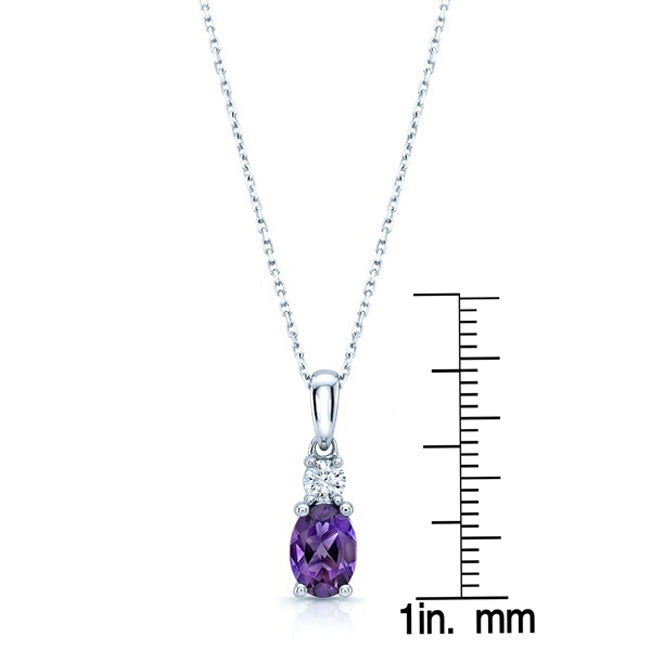 Amethyst Oval And Diamond Pendant In 14k Gold (7x5 Mm)