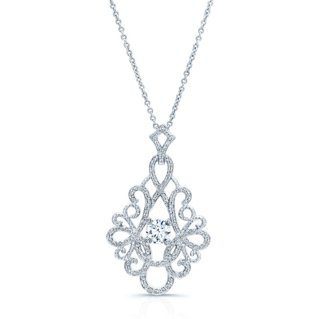 Diamond Chandelier Pendant With 0.50ct Round Center In 14k White Gold