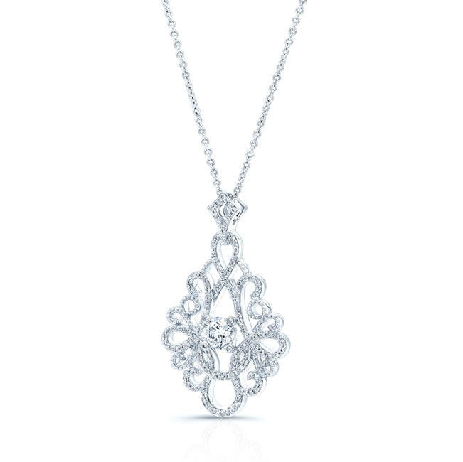 Diamond Chandelier Pendant With 0.50ct Round Center In 14k White Gold