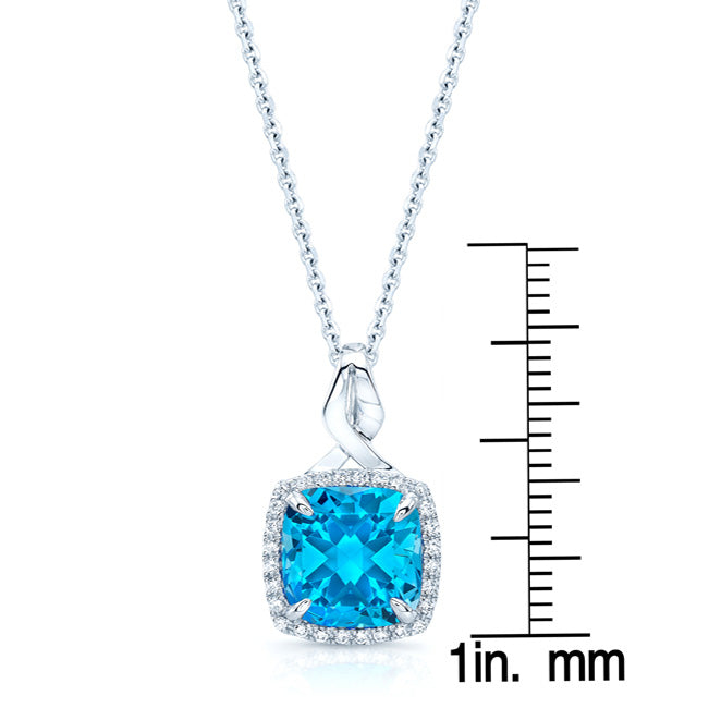 Swiss Blue Topaz & Diamond In 14k White Gold