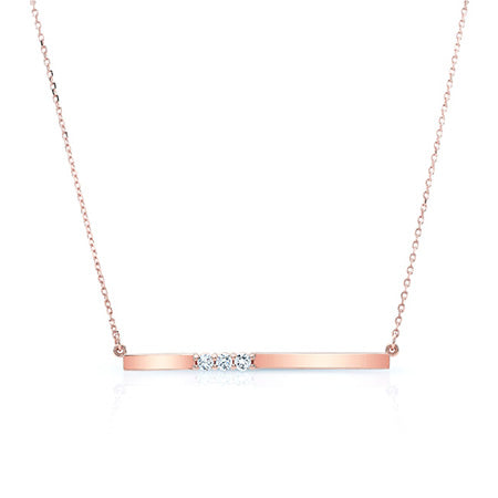 Bar Diamond Necklace In 14k Rose Gold