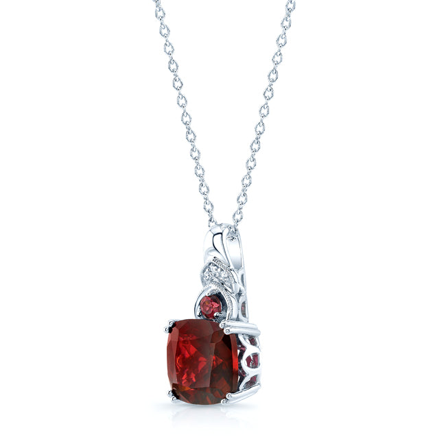 Rhodolite Garnet & Diamond Pendant In 14k White Gold