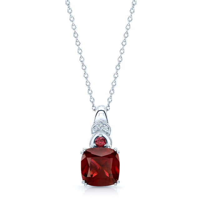 Rhodolite Garnet & Diamond Pendant In 14k White Gold