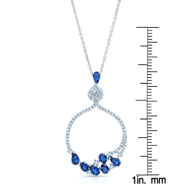 Sapphire And Diamond Cradle Pendant In 14k White Gold
