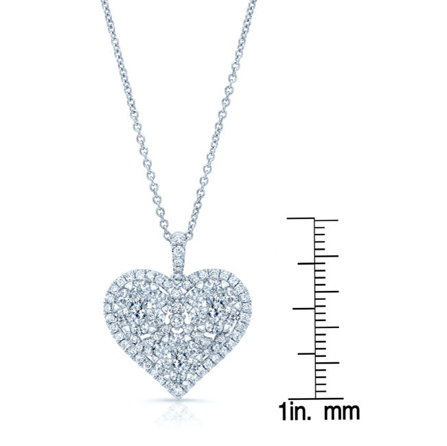 Three Cluster Heart Pendant In 14k White Gold