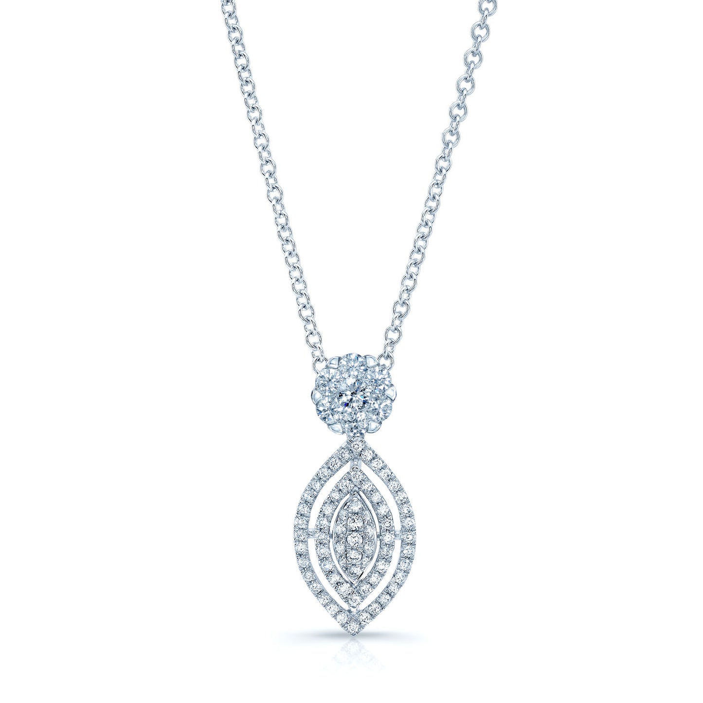 Diamond Marquise Pendant In 14k White Gold