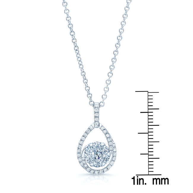 Diamond Tear Drop Basket Pendant In 14k White Gold