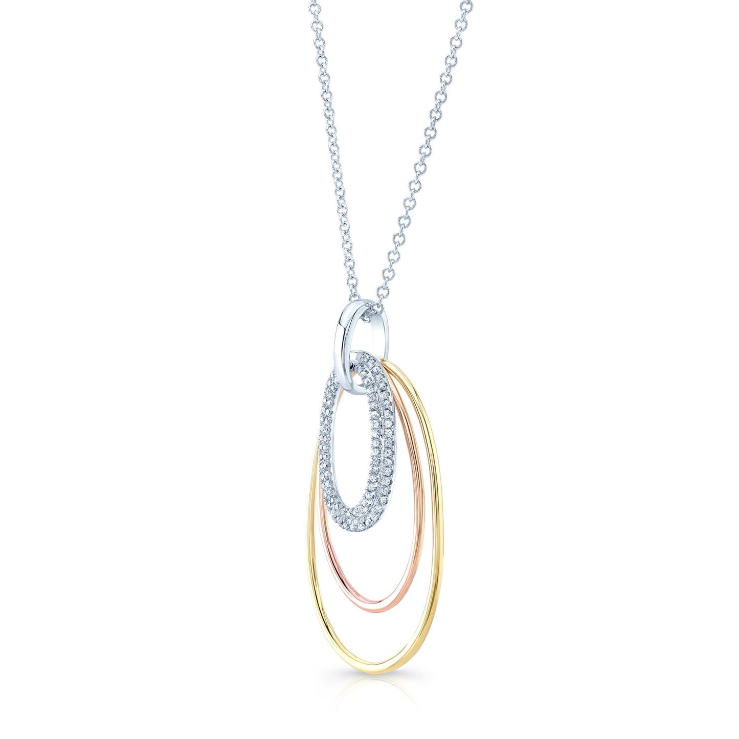 Diamond Triple Oval Pendant In 14k Two Tone Gold